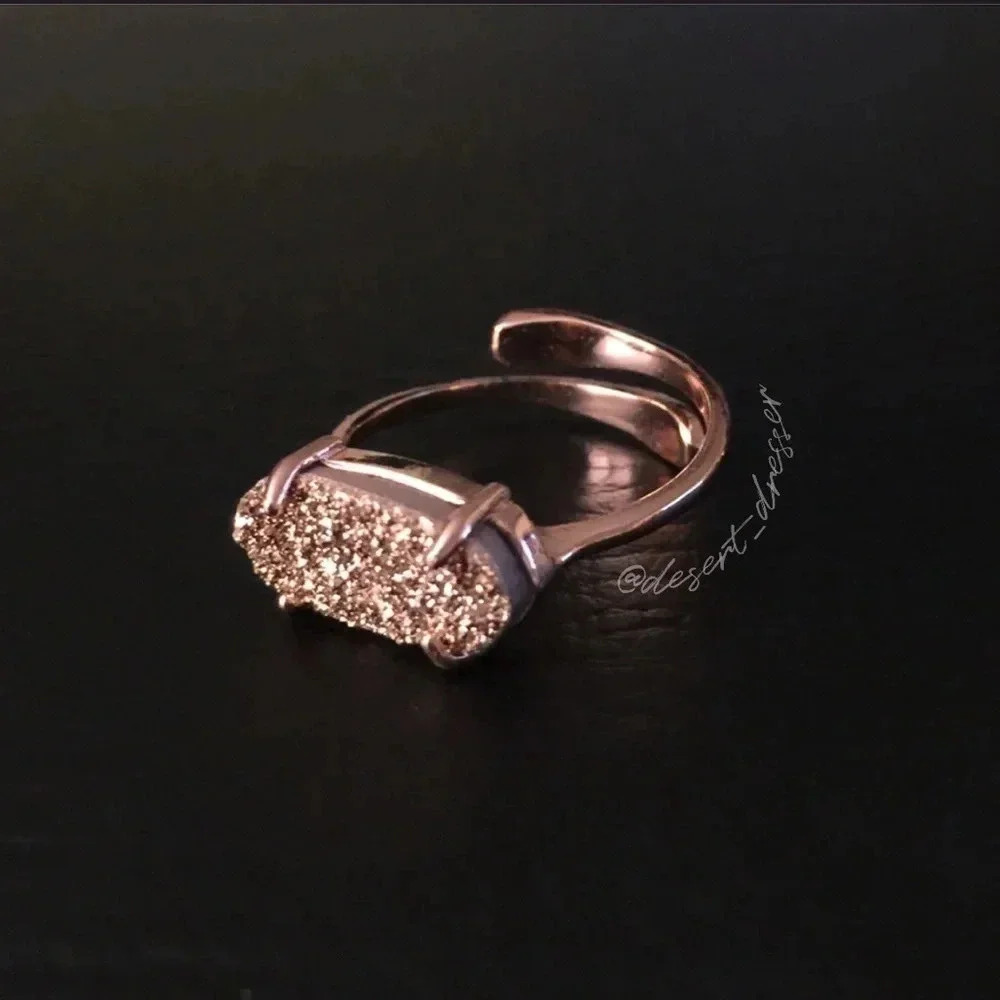 Rose Gold Druzy Agate Ring - Picture 4 of 8